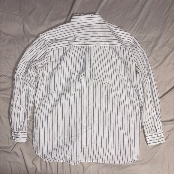 FRANK & EILEEN Joely Button Up Shirt Womens S White Black Stripe Cotton Italy - Picture 7 of 11